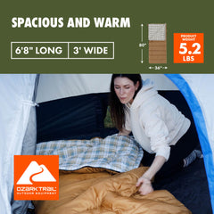 (2 pack) Ozark Trail 35F Flannel Lined Rectangle Adult Sleeping Bag - Brown (80" x 36")