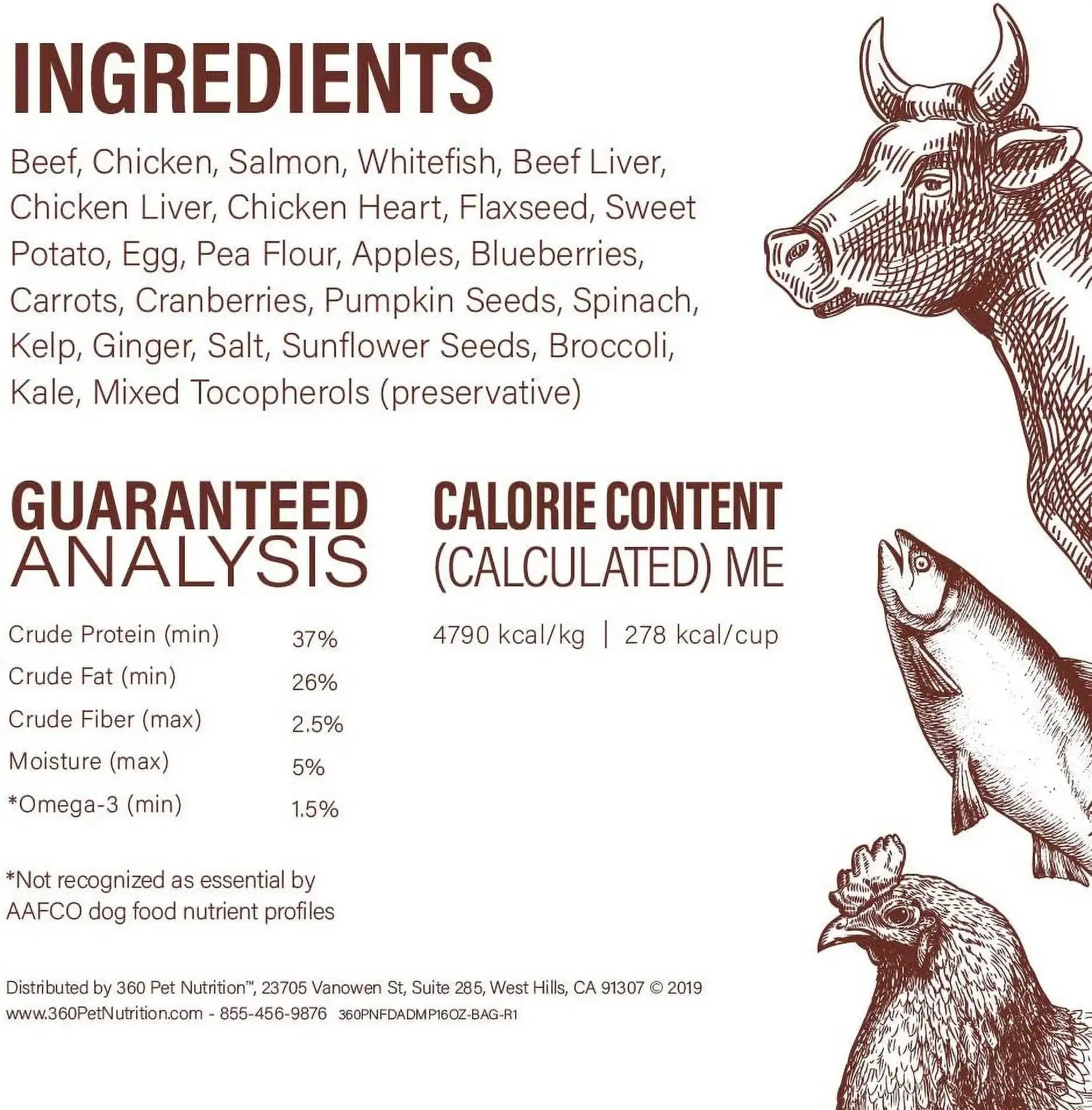 360 Pet Nutrition Multi Protein Flavor Freeze Dried Dog Food