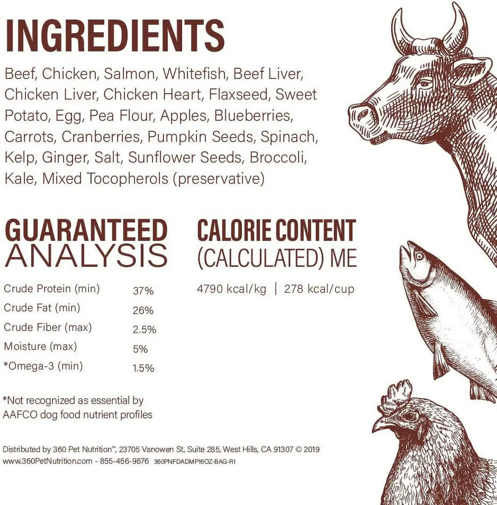 360 Pet Nutrition Multi Protein Flavor Freeze Dried Dog Food