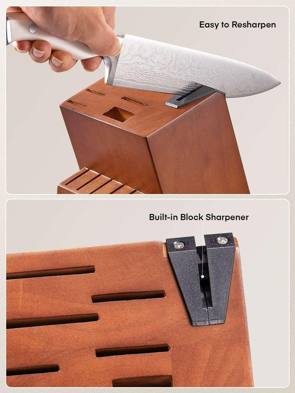 D.Perlla Knife Set, 14 Pcs Kitchen Knives Set with Built-in Sharpener, Stainless Steel Knife Set with Block - USA MEGA SHOP