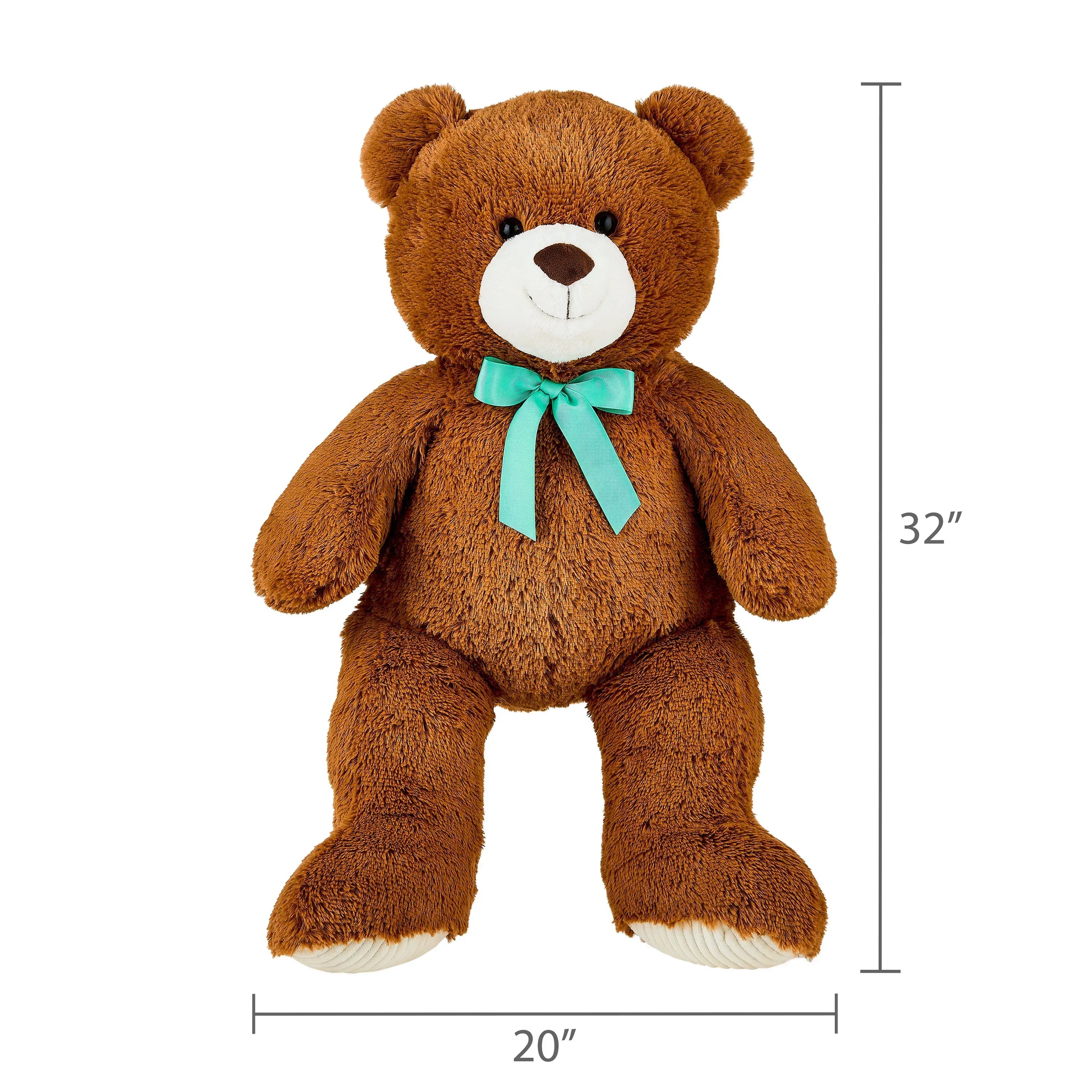 Bear Plush Toy with Ribbon, Brown, 36", by Way To Celebrate