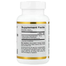 Turmeric curcumin phytosome bottle back label with Supplement Facts panel