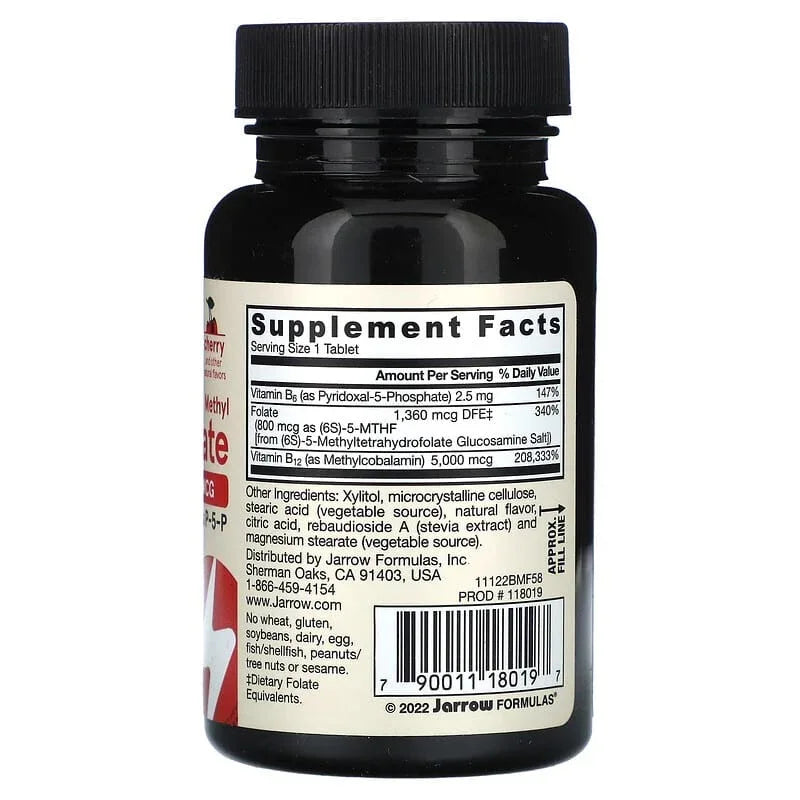 Jarrow Formulas, Vegan Methyl B-12 & Methyl Folate, Chewable Tablets