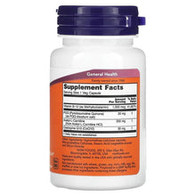 NOW PQQ Energy supplement bottle back label with Supplement Facts table