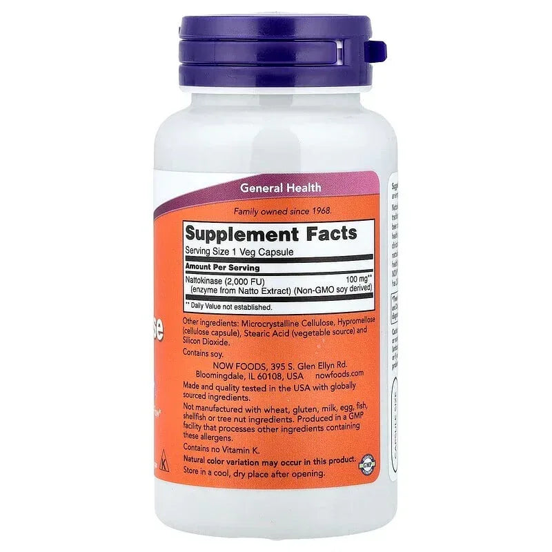 NOW Foods, Nattokinase, 100 mg, Veg Capsules