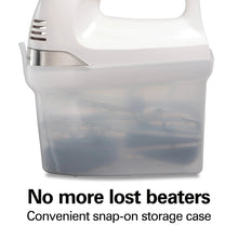 White hand mixer with snap-on storage case