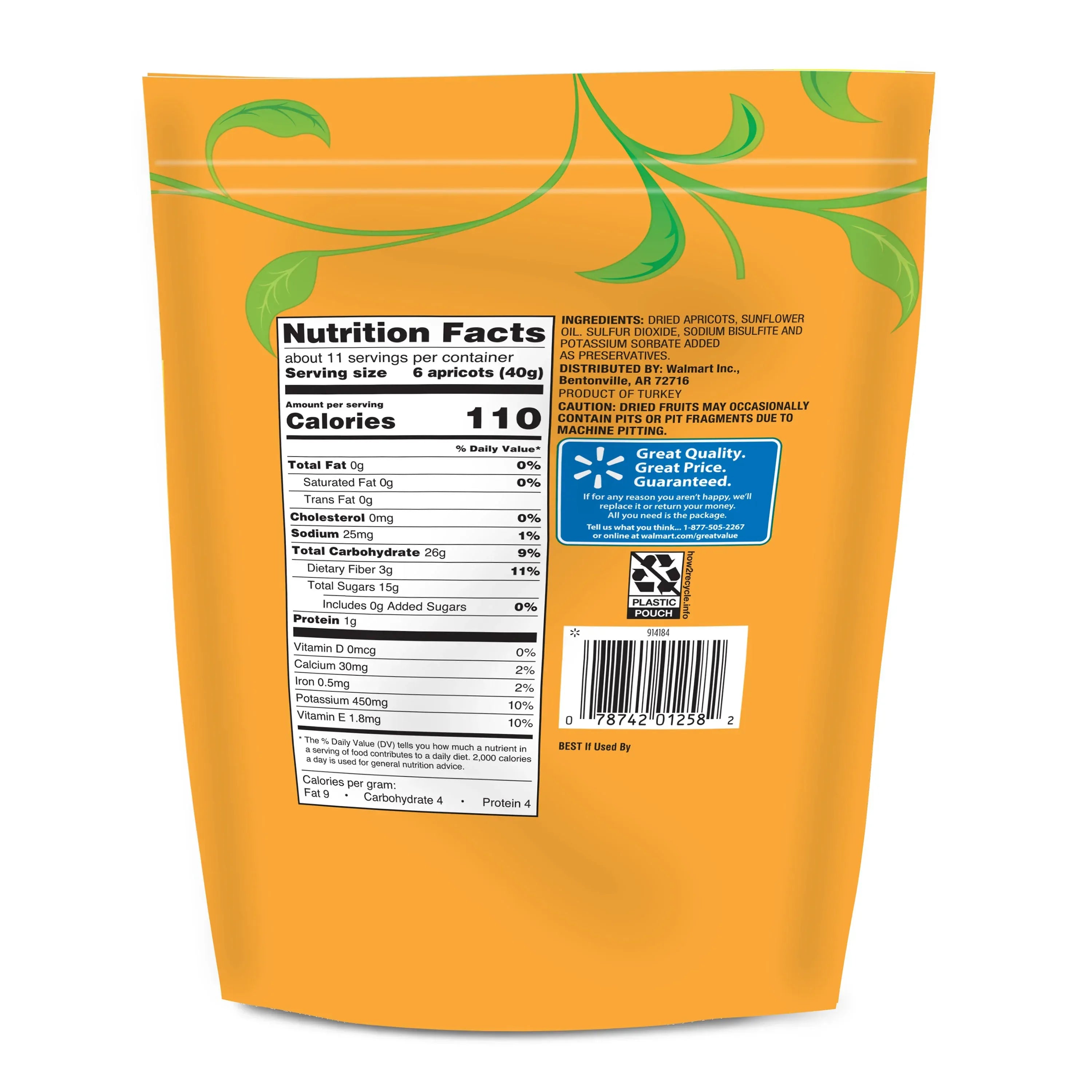 Great Value Dried Apricots, 16 oz