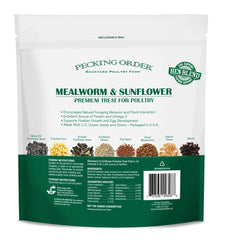 Red River Commodities Pecking Order Mealworm & Sunflower Chicken Treat; 3 lb. Bag