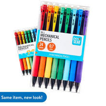 24-pack 0.7mm mechanical pencils, assorted colors, shown with single mini pack