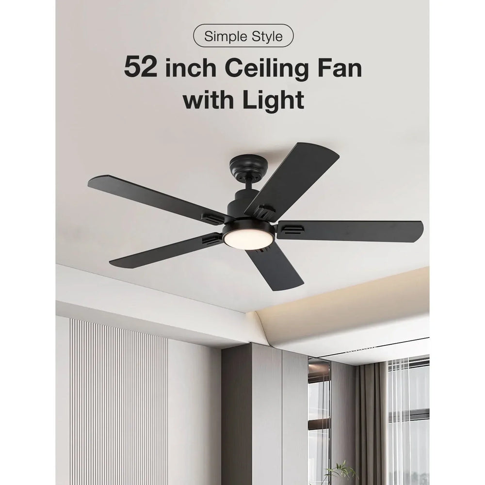 Warmiplanet 52" Black Ceiling Fan with Light and Remote Control - USA MEGA SHOP