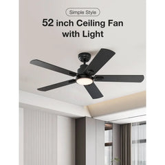 Warmiplanet 52" Black Ceiling Fan with Light and Remote Control - USA MEGA SHOP