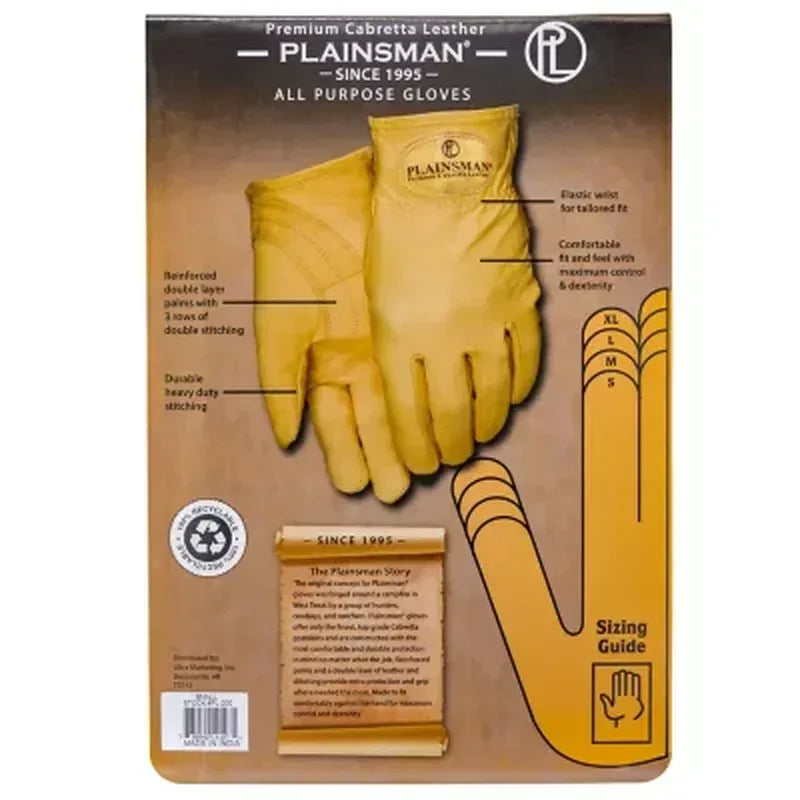 Plainsman Tan Leather Gloves, 2 Pairs