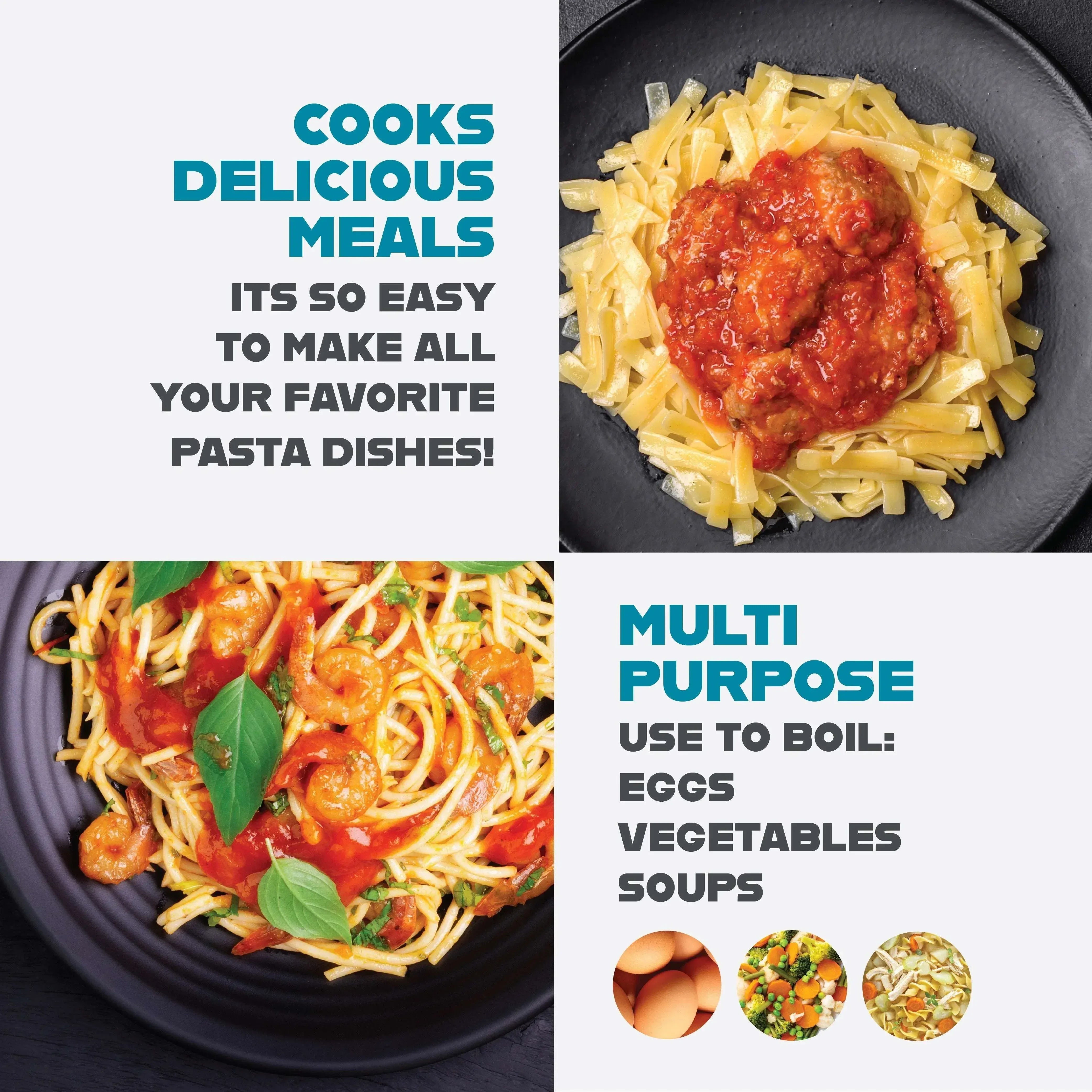 Gotham Steel 5 Qt Nonstick Pasta Pot with Strainer Lid & Twist and Lock Handles, Multipurpose Stock Pot, Dishwasher Safe, Aqua Blue