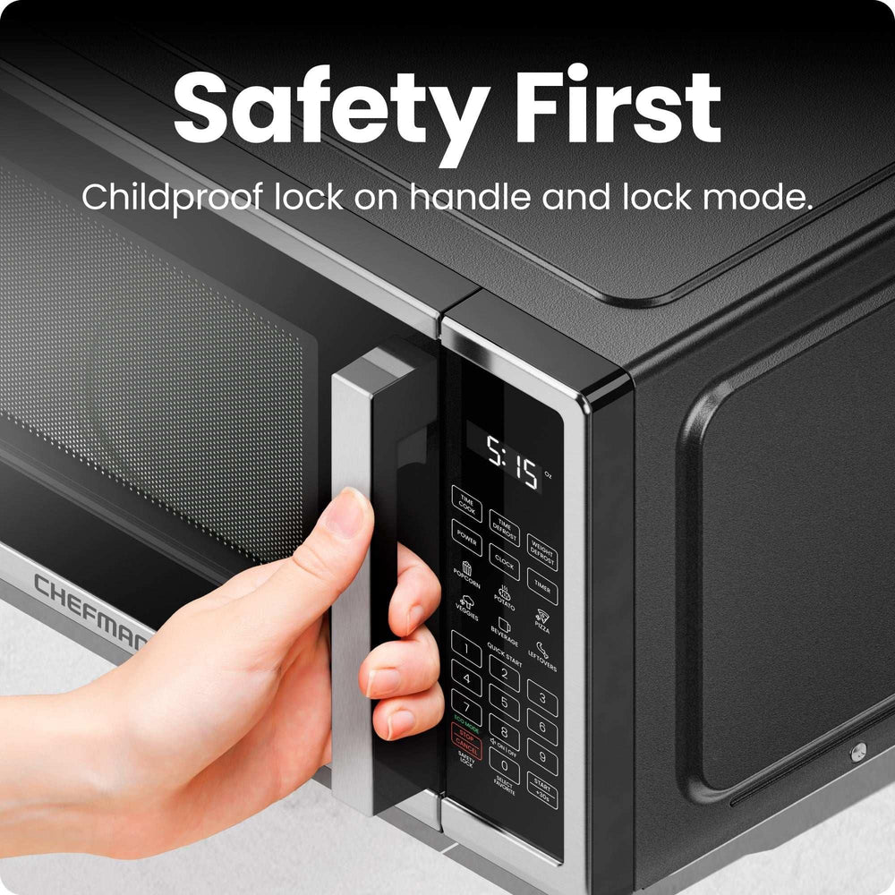 Chefman 0.9 Cu ft Countertop Microwave Oven, 900 Watts - Stainless Steel - USA MEGA SHOP