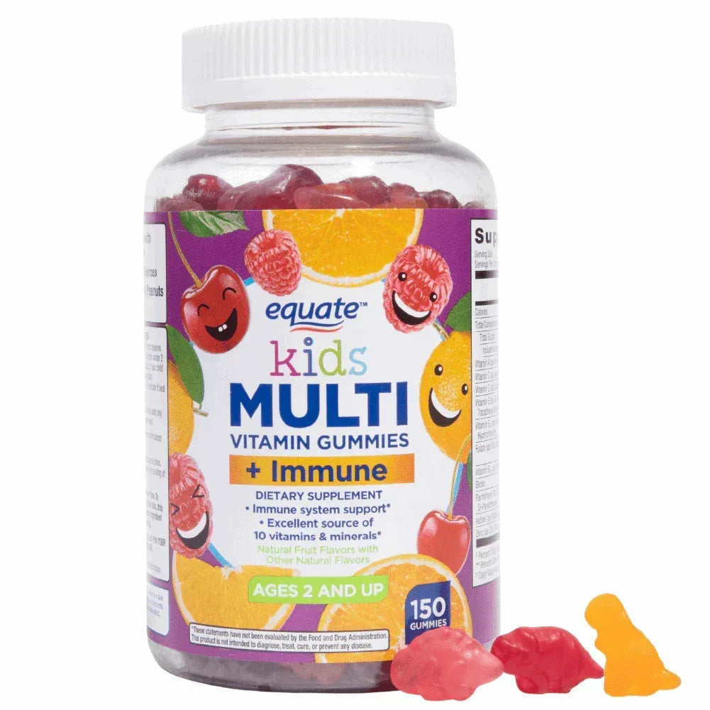 Equate Kids' Multivitamin + Immune Dietary Supplement Gummies, Natural Fruit, 150 Count