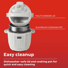 Multi-cooker lid and aluminum cooking pot components for easy-clean pressure cooker