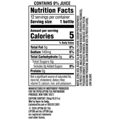 Lipton Zero Sugar Peach Iced Tea, 16.9 fl oz, 12 pack Bottles