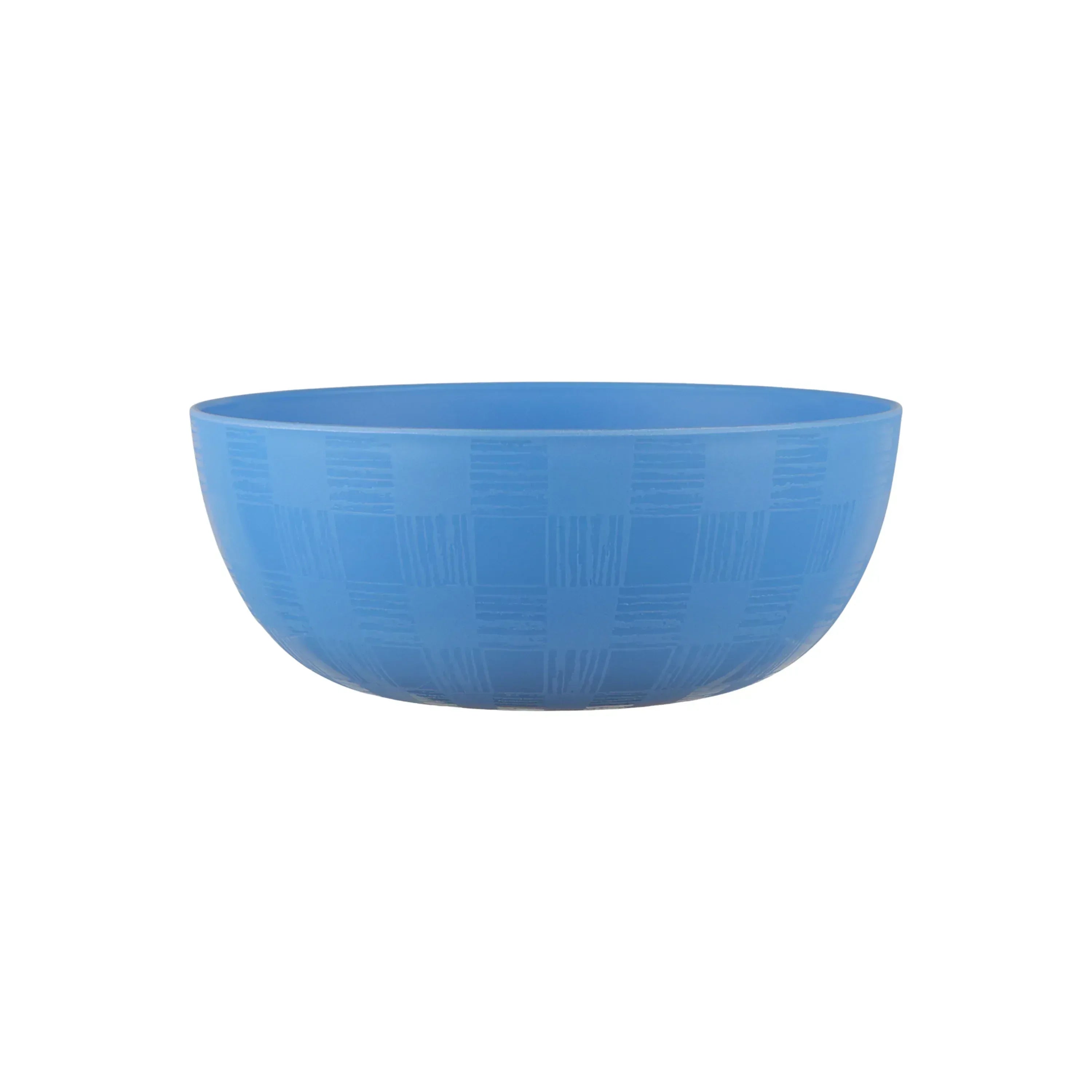 Mainstays 30-Piece Blue Etched Checkered Plastic Dinnerware Set, Includes 10 Plates, 10 Bowls, 10 Tumblers