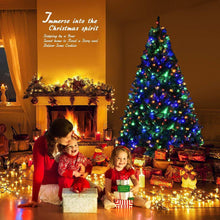 Pre-lit artificial Christmas tree with multicolor LED lights and metal stand