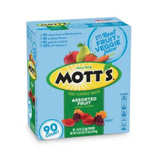 Mott's assorted fruit flavored snack box with 90 count pouch packs, blue