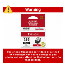 Black ink cartridge package with warning about non-Canon or refilled ink