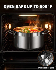 Cooks Standard Stainless Steel Dutch Oven Casserole Pot with Lid, 6-Quart Professional 18/10 Stainless Steel Stock Pot, Casuelas de Acero Inoxidables