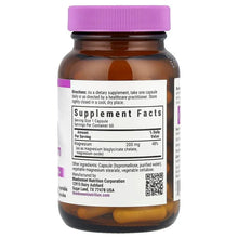 Bluebonnet buffered chelated magnesium supplement bottle, supplement facts for 60 capsules