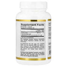 Turmeric Curcumin supplement bottle with back Supplement Facts label