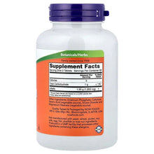 Alfalfa supplement bottle back label with supplement facts for 650 mg, 250 tablets