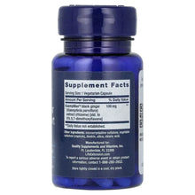 Life Extension Male Vascular Sexual Support supplement bottle, Supplement Facts panel, 1 veg capsule