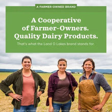 Land O'Lakes brand banner with farmers standing outdoors