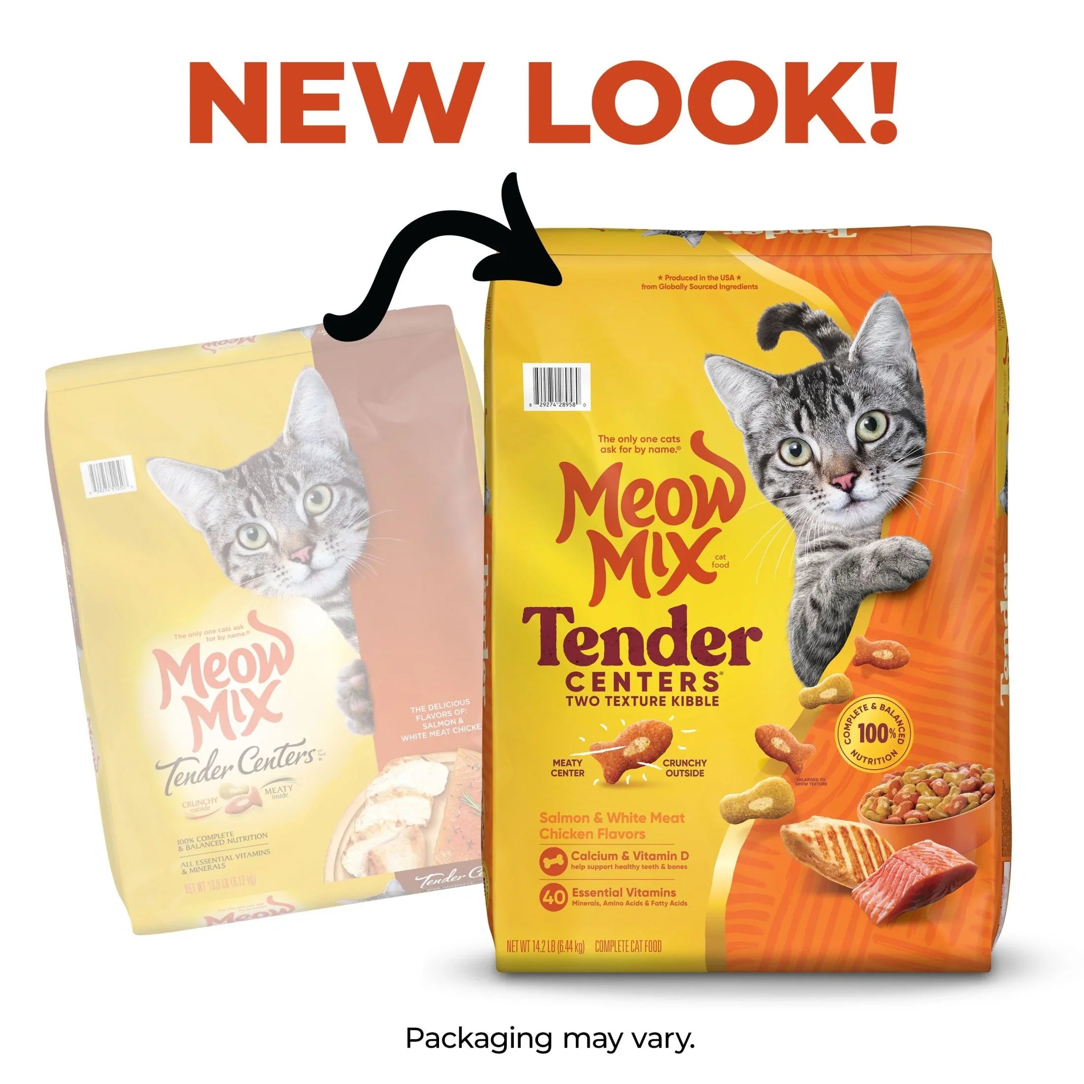 Meow Mix Tender Centers Salmon & White Meat Chicken Flavors, Dry Cat Food, 14.2 lb. Bag