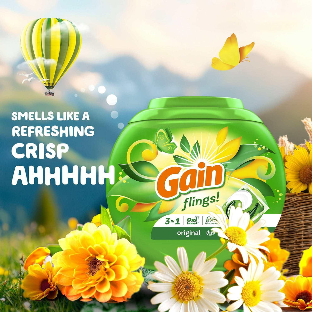Gain Flings 3-in-1 Oxi Boost and Febreze Laundry Detergent Pacs, Original Scent, 31 Count - USA MEGA SHOP