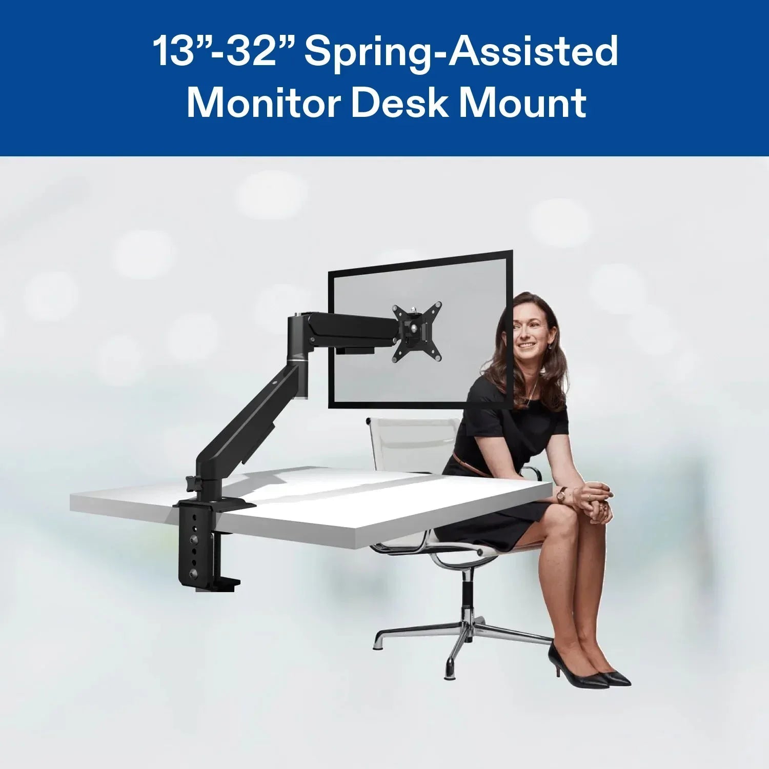 onn Spring Assisted Desk Mount for 13" to 32" Monitors/TVs, 3x Load Tested, Holds up to 19.8 lbs.