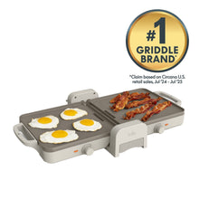 Dual temp griddle with sunny-side eggs and cooked bacon on the cooking surface