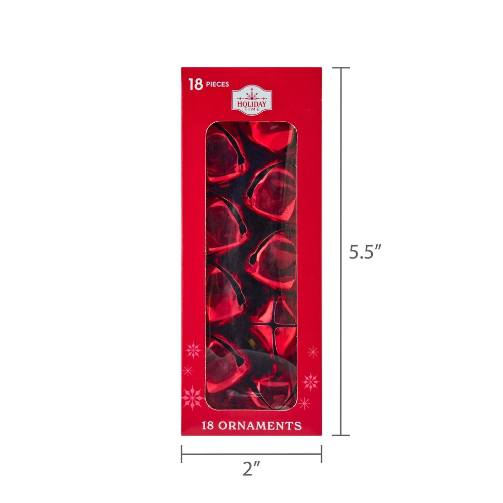 Red Shiny Metal Bell Christmas Ornaments, 1", 18 Count, by Holiday Time - USA MEGA SHOP