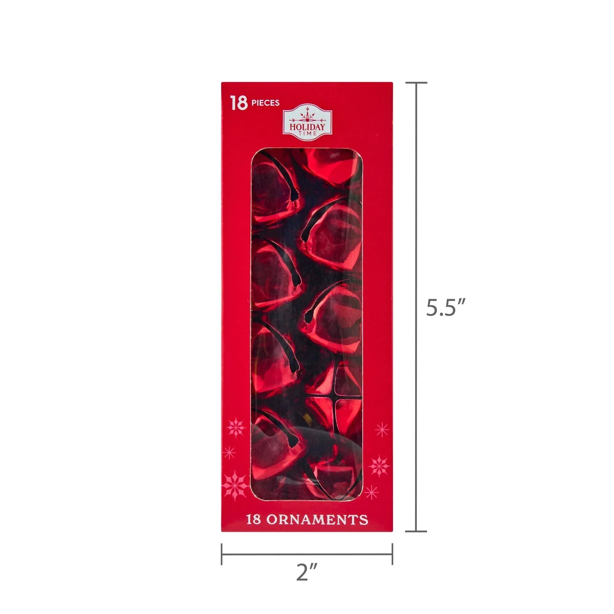 Red Shiny Metal Bell Christmas Ornaments, 1", 18 Count, by Holiday Time