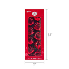 Red shiny metal bell ornament set in retail box, 18 count
