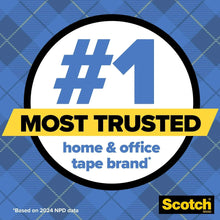 Scotch wall-safe tape badge with dispenser packaging in blue plaid design