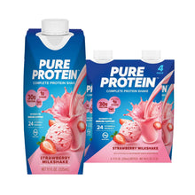 Strawberry milkshake protein shake cartons, Pure Protein, 4-pack, 30g protein