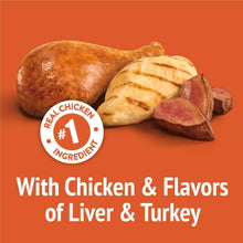 Cat treat meat ingredients: chicken, liver and turkey-style pieces