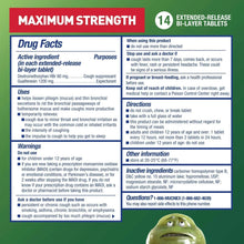 Drug Facts panel for maximum strength cough suppressant with warnings and directions