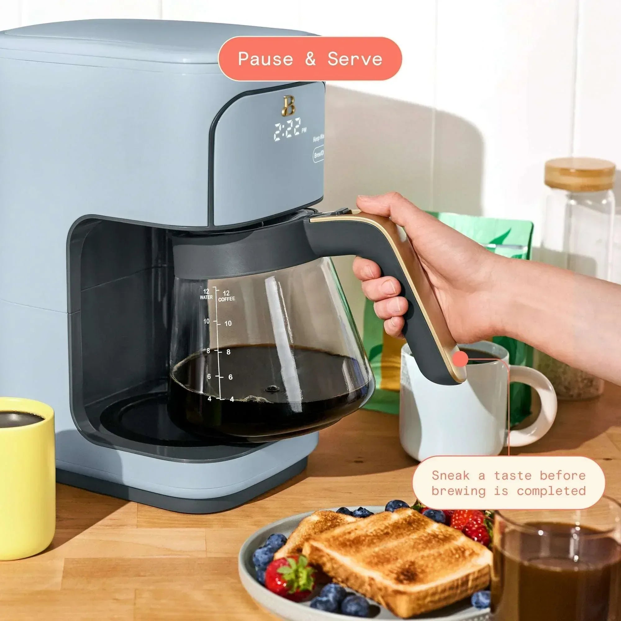 Beautiful 12 Cup Programmable Coffee Maker, White Icing by Drew Barrymore