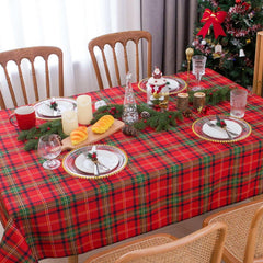 Romanstile Christmas Rectangle Red Plaid Tablecloth - 60 x 84inch - Checkered Water Stain Resistant Table Cover,Washable Polyester Table Cloths for Xmas Dinner/Party Decoration/Holiday - USA MEGA SHOP