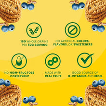 belVita Crunchy Blueberry Breakfast Bars package back with ingredient and benefit icons