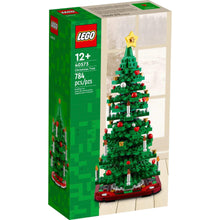 LEGO Christmas tree toy building set box with tall assembled green tree