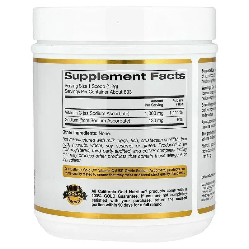 California Gold Nutrition, Buffered Gold C™, Non-Acidic Vitamin C Powder, Sodium Ascorbate