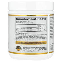 Buffered Gold C supplement facts label on white bottle with gold band