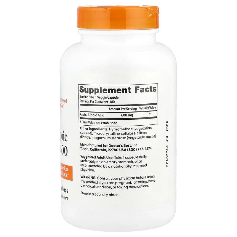 Doctor's Best, Alpha-Lipoic Acid 150, Veggie Caps