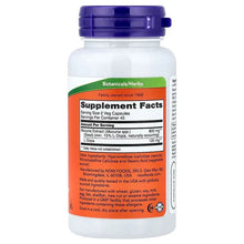 NOW Dopa Mucuna veg capsules bottle, back label supplement facts, 180